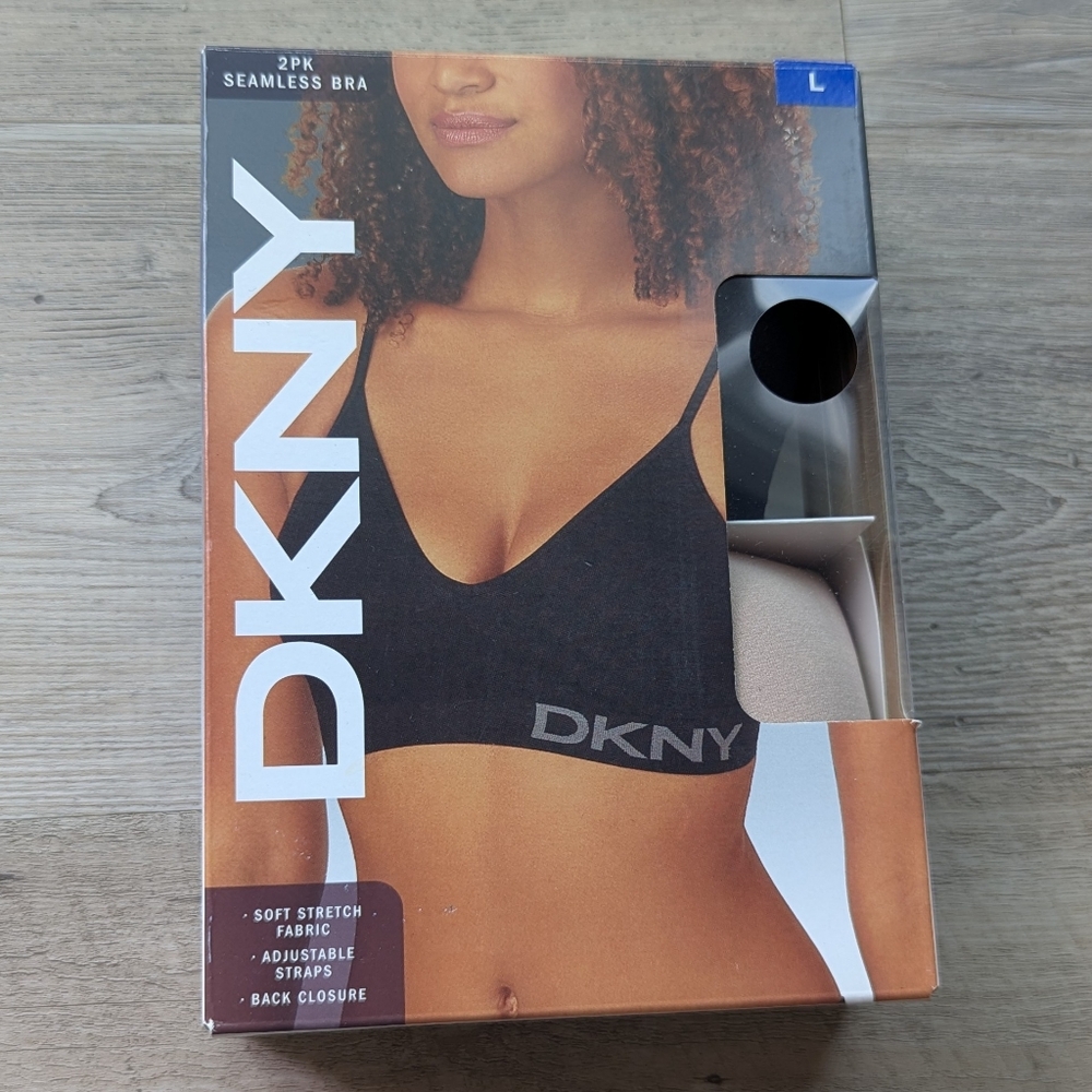 new DKNY 2-pack seamless bra black tan L
